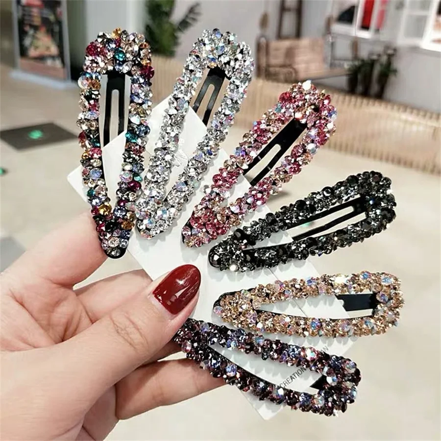 Handmade Rhinestone Hair Clips Pin For Women Fashion Geometric Flower Barrettes Headwear Girls Sweet Hairpins Hair Accessorie