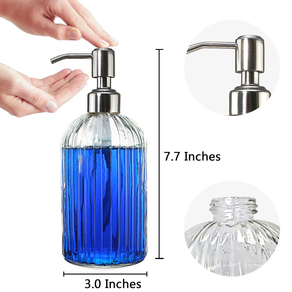 18oz Liquid Soap Dispenser Shampoo Shower Gel Lotion Storage Glass Press Bottle Bathroom Hand Sanitizer Bottle Containers