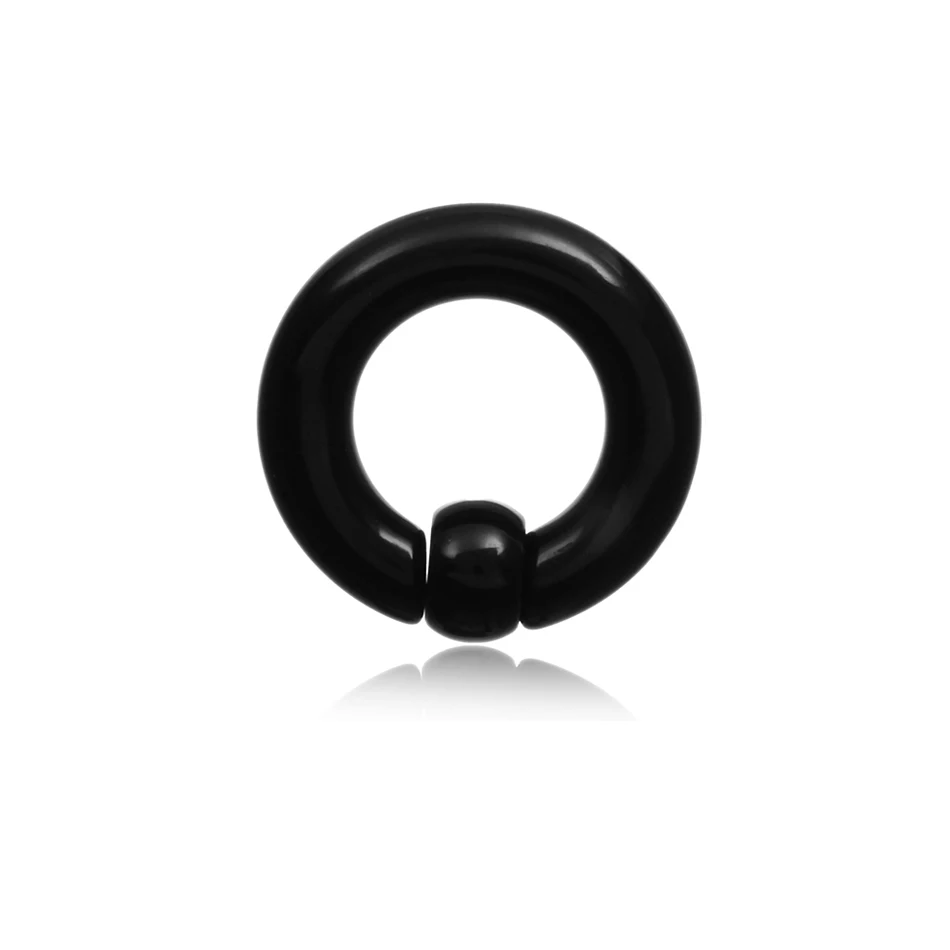 Large Black Acrylic Captive Bead Ring for Body Piercing
