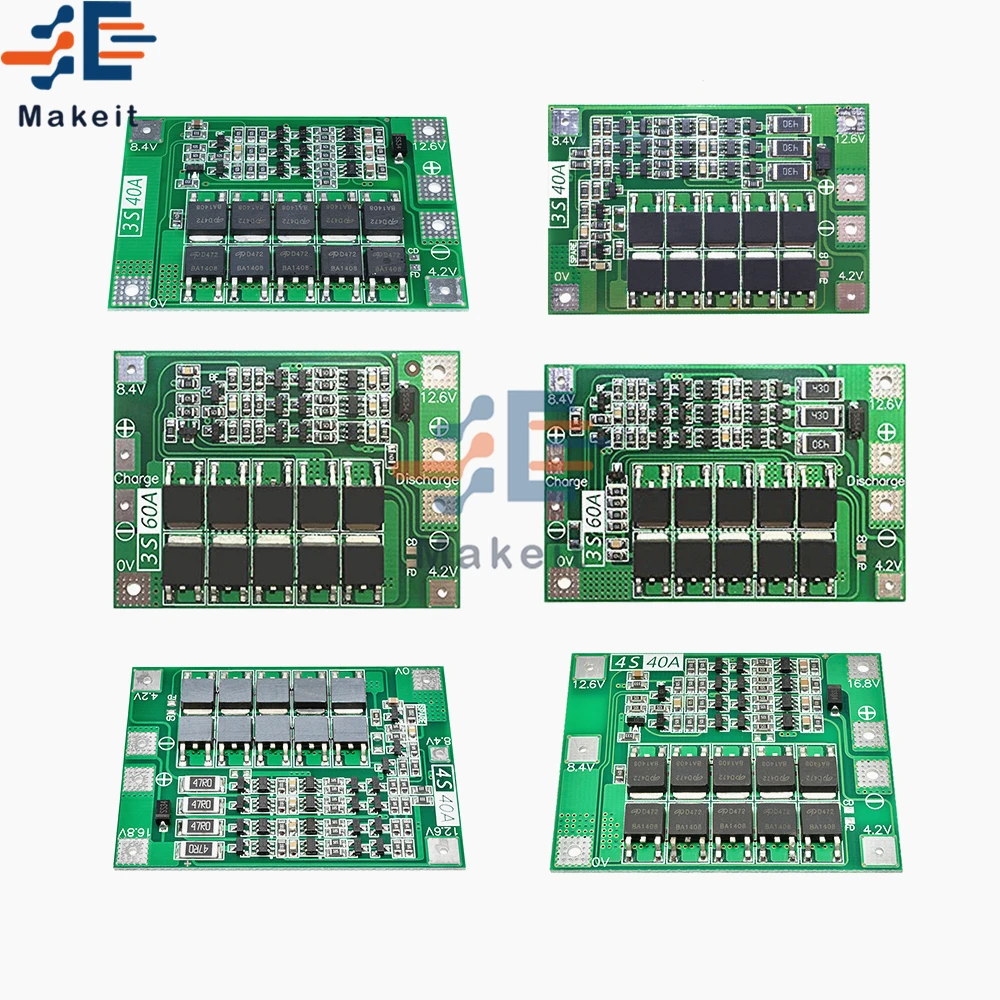 Balance BMS 3S/4S 25A/30A/40A/60A 12V Balancing Bms Board Pcb lithium Battery Charger Protection Module Balancer Board 18650