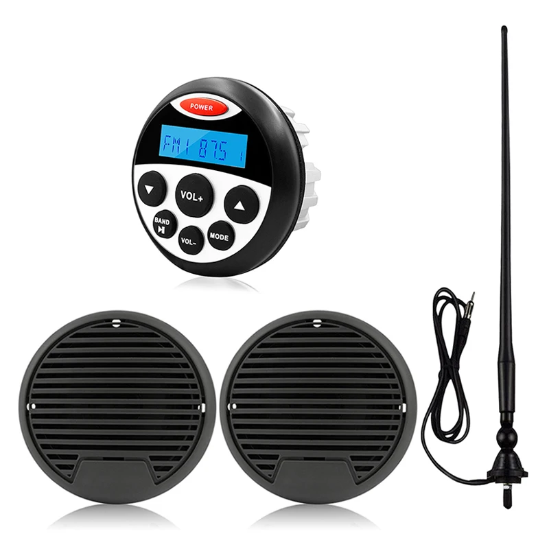 

Marine Stereo Waterproof Boat Audio Radio Bluetooth Receiver Car MP3 Player+3inch Marine Speaker+FM Antenna For RV ATV Motorcycl