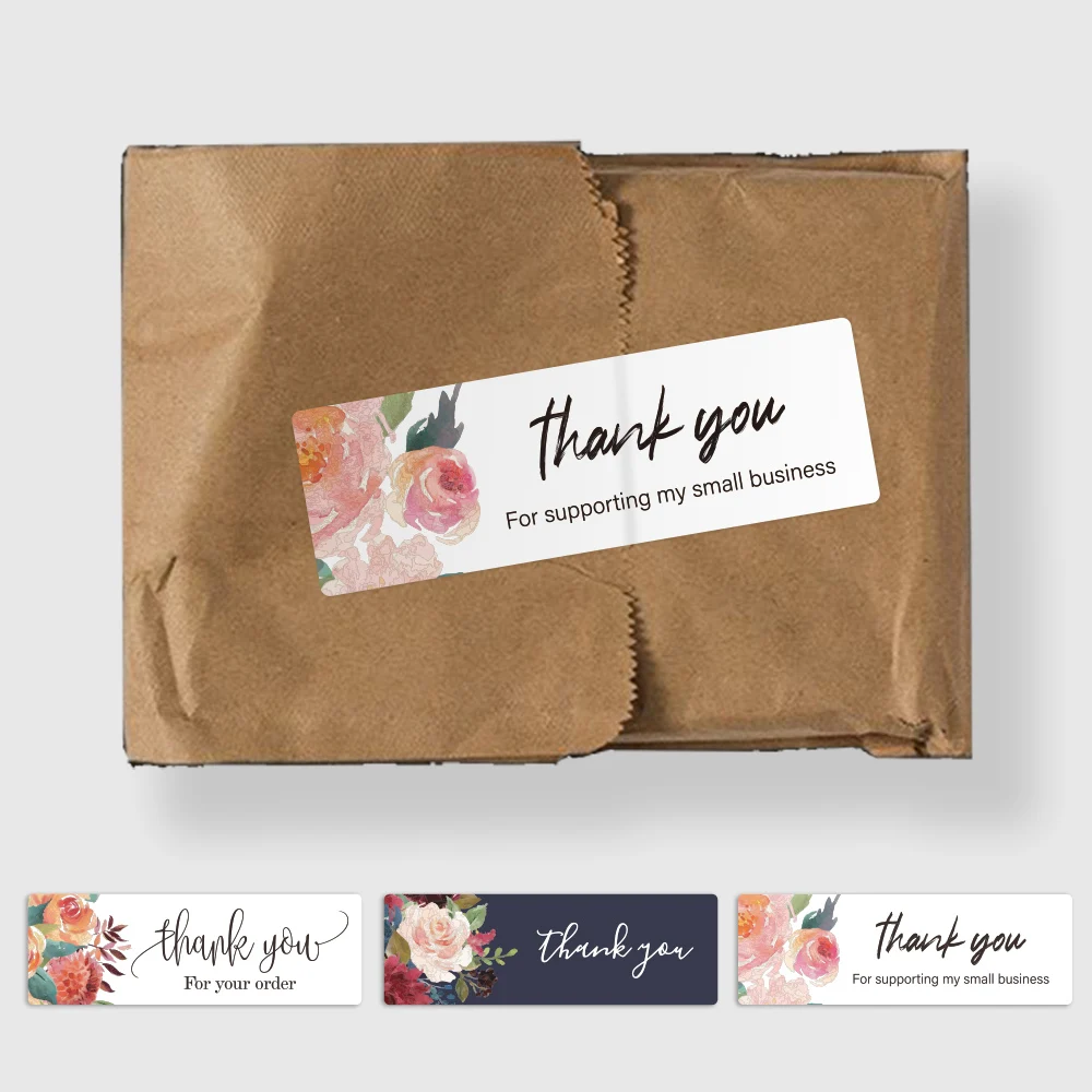 120pcs Flower Thank You Stickers Seal Labels Thank You For Supporting My Small Business Stickers Wedding Scrapbooking Stickers