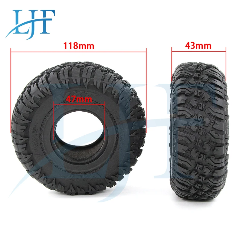 

LJF 4pcs 118mm 1.9 inch Rubber Rocks Tyres Wheel Tires for 1:10 RC Rock Crawler car for Axial SCX10 90047 D90 D110 TF2 TRX-4 L62