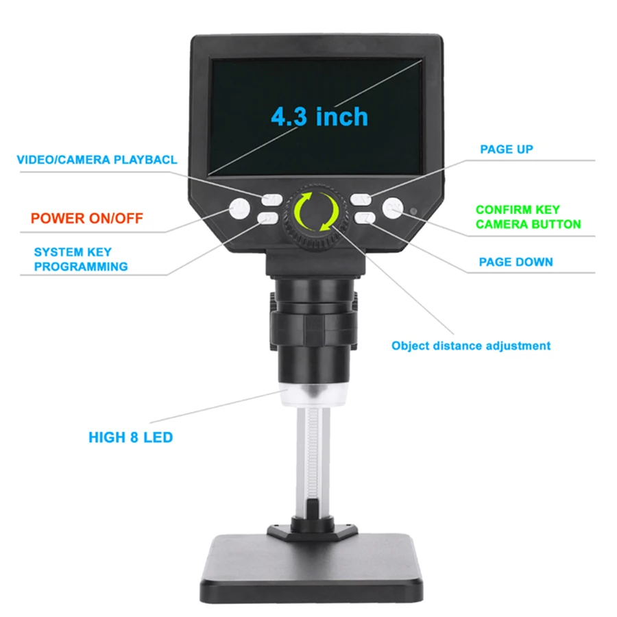 G1000 1000X HD 8MP Digital Microscope 4.3