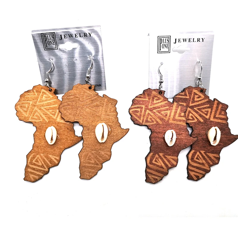 Newest Africa Shell Wooden Earrings