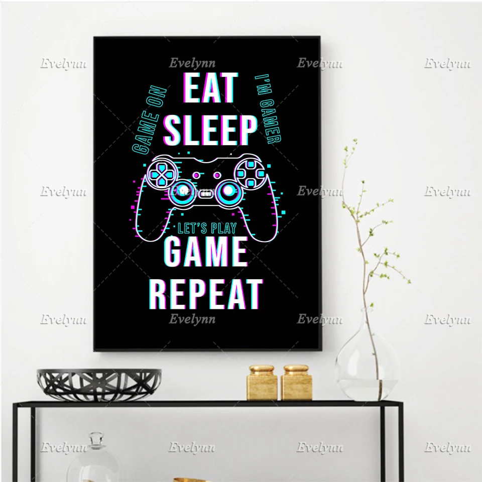 Gaming Boys Wall Art Canvas Painting Pictures Video Game Geek Art Posters and Prints Wall Pictures Gamer Gift Gaming Room Decor