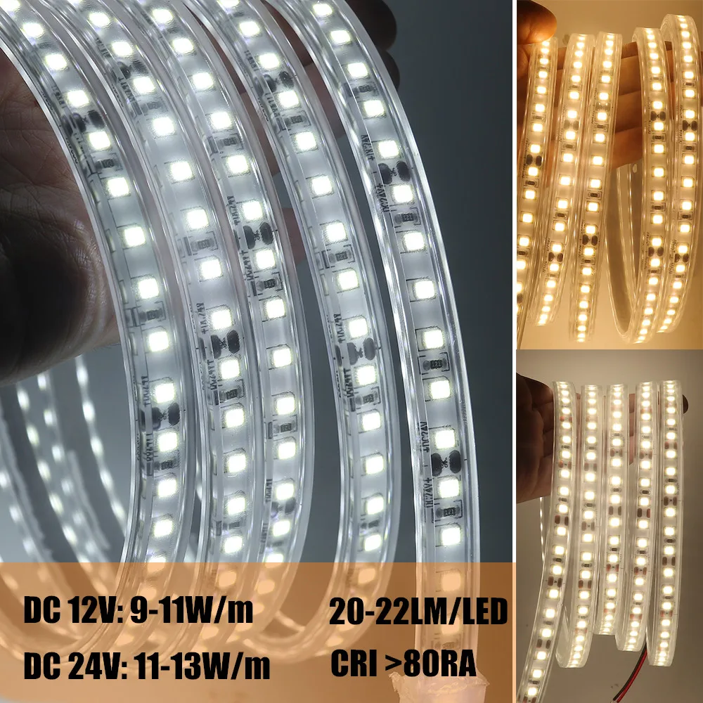 DC 12V 24V 2835 LED Strip 120LEDs/m IP67 Waterproof Flexible Tape LED Light Lamp Natural White /Warm White 0.5m 1m -10m