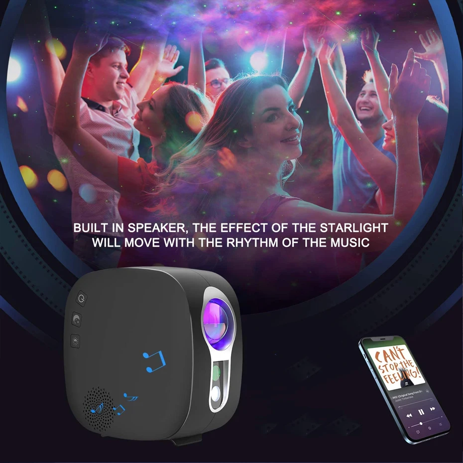 ALIEN-proyector de cielo estrellado y Luna para niños, lámpara de noche con altavoz de música, efecto de iluminación láser de escenario, Galaxia,