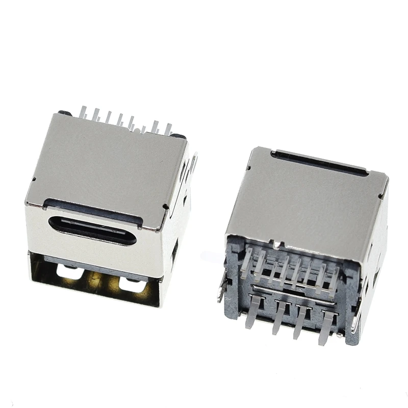 TZT 5/10 Stück 90-Grad-USB-Anschlussmodul Typ-C Dual-USB-Buchse 4 Gerade Füße Buchse PD-Schnellladegerät für Auto – Detail 8