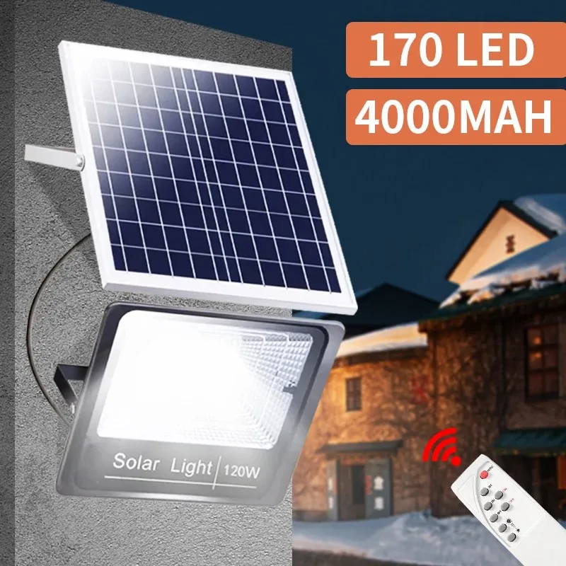 Luz Solar D2 para exteriores con Control remoto 44/170, foco impermeable para camino de jardín, paisaje de calle, lámpara de inundación alimentada por energía Solar de pared