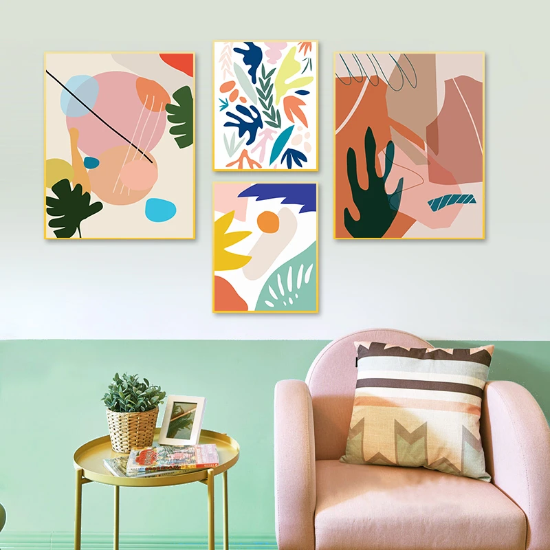 Moderne Abstrakte Skandinavische Farbenfrohe Galerie-Leinwandbilder Wandkunst-Drucke Poster Bilder für Wohnzimmer Inneneinrichtung Heimdekoration