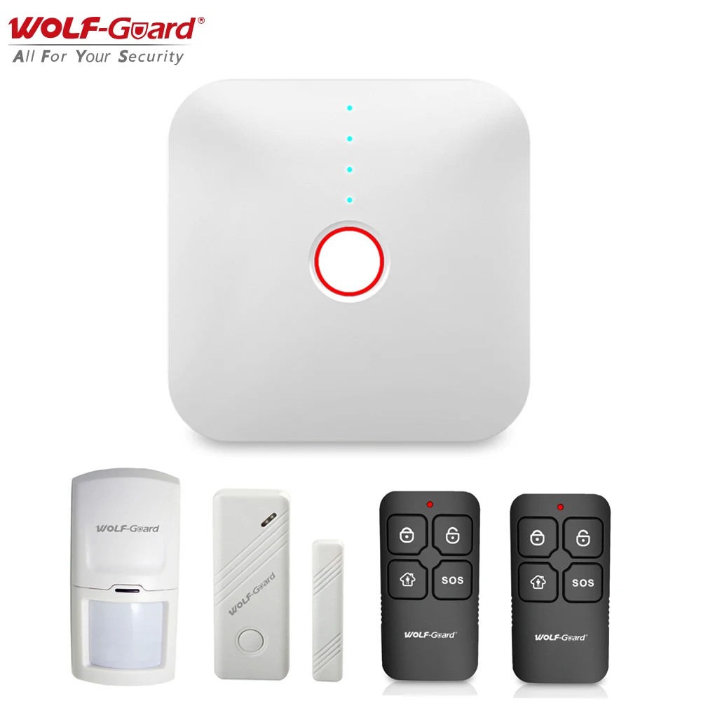 

Wolf-Guard Wireless Smart 2.4G Wifi Home Security Alarm Burglar System Door Sensor PIR Motion Detector App Control 433MHZ