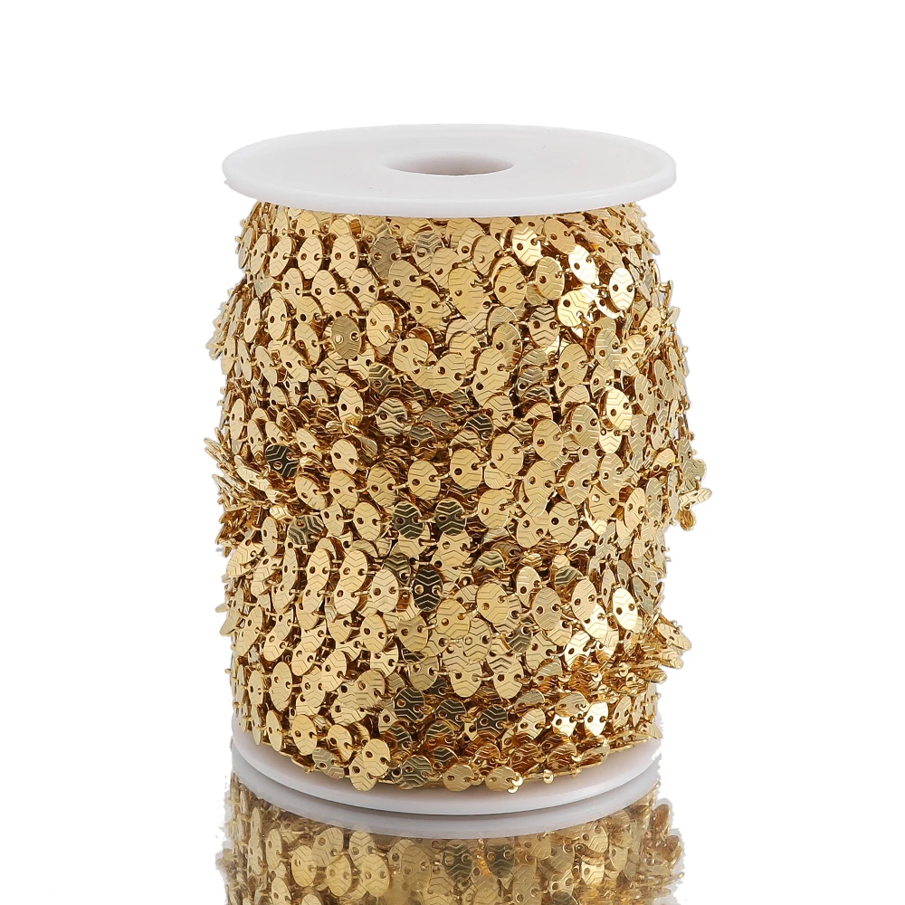 1M Stainless Steel Gold Flat Oval Sequin Linking Chains Pig Nose Chain Bulk for Diy Handmade Necklace Bracelet Jewelry Making