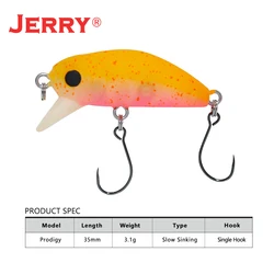 Jerry Prodigy Wobbler hundimiento lento para trucha y perca