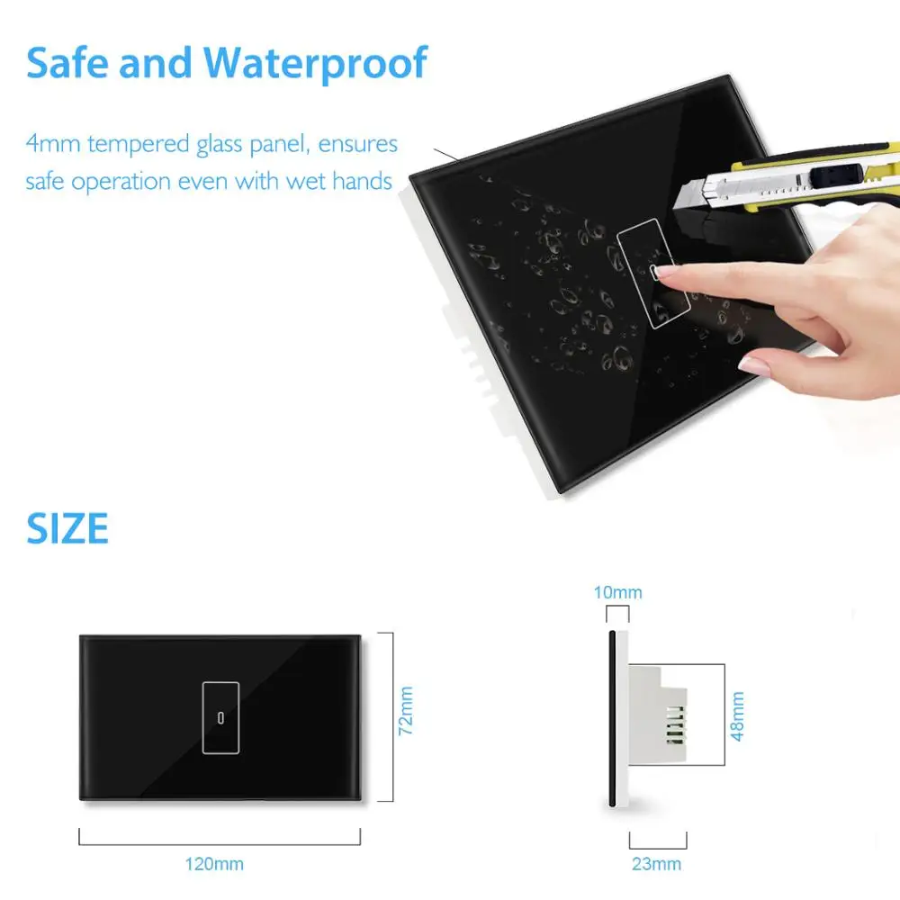 Tuya Smart Life WiFi Boiler Water Heater Switch Black 4400W App Remote Control Timer Voice Control Google Home Alexa Echo Dot