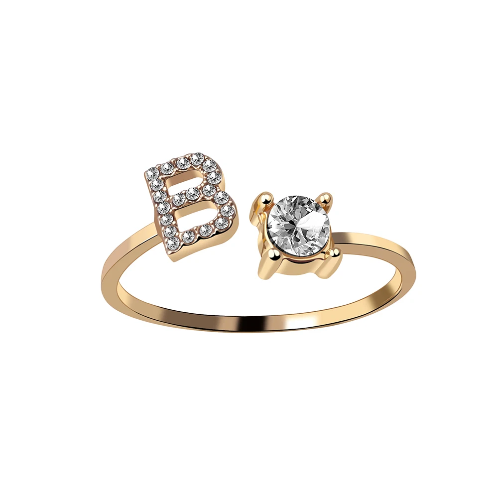 Modischer Initialen-Ring A-Z für Damen, Klassischer Gold- oder Silberfarbener Offener Fingerring für Partys, Schmuckgeschenk, Großhandel – Detail 14