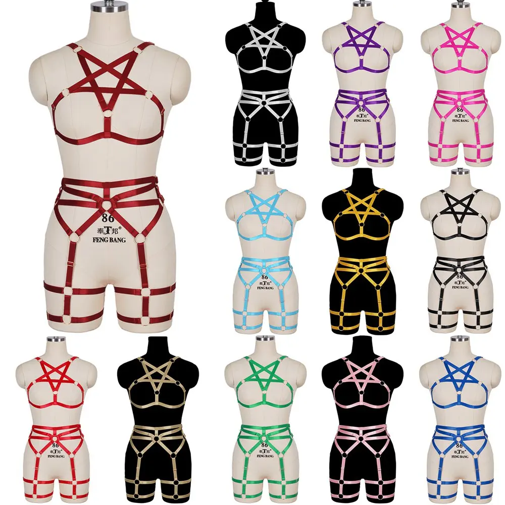 

Pentagram Harness For Women Full Body Bdsm Clothes Sexy Lingerie Bondage Bra Sword Belt Punk Goth Garters Rave Wear Suspender