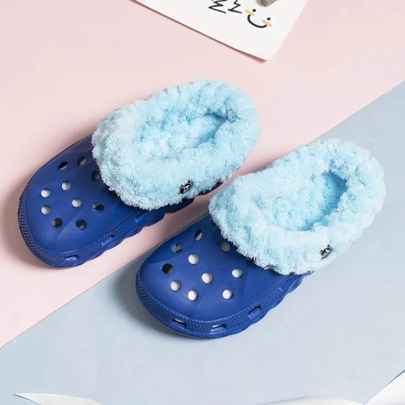 Ltolo Children Kids Boys Girls Mules Warm Clogs Winter Garden Sandals Slippers Cave Hole Baby Shoes For Boys Girls  EUR24-35