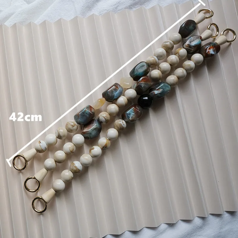 New Woman Bag Accessory Green Beige Acrylic Resin Beads Parts Luxury Handcrafted Wristband Women Replacement Bag Handle Chain