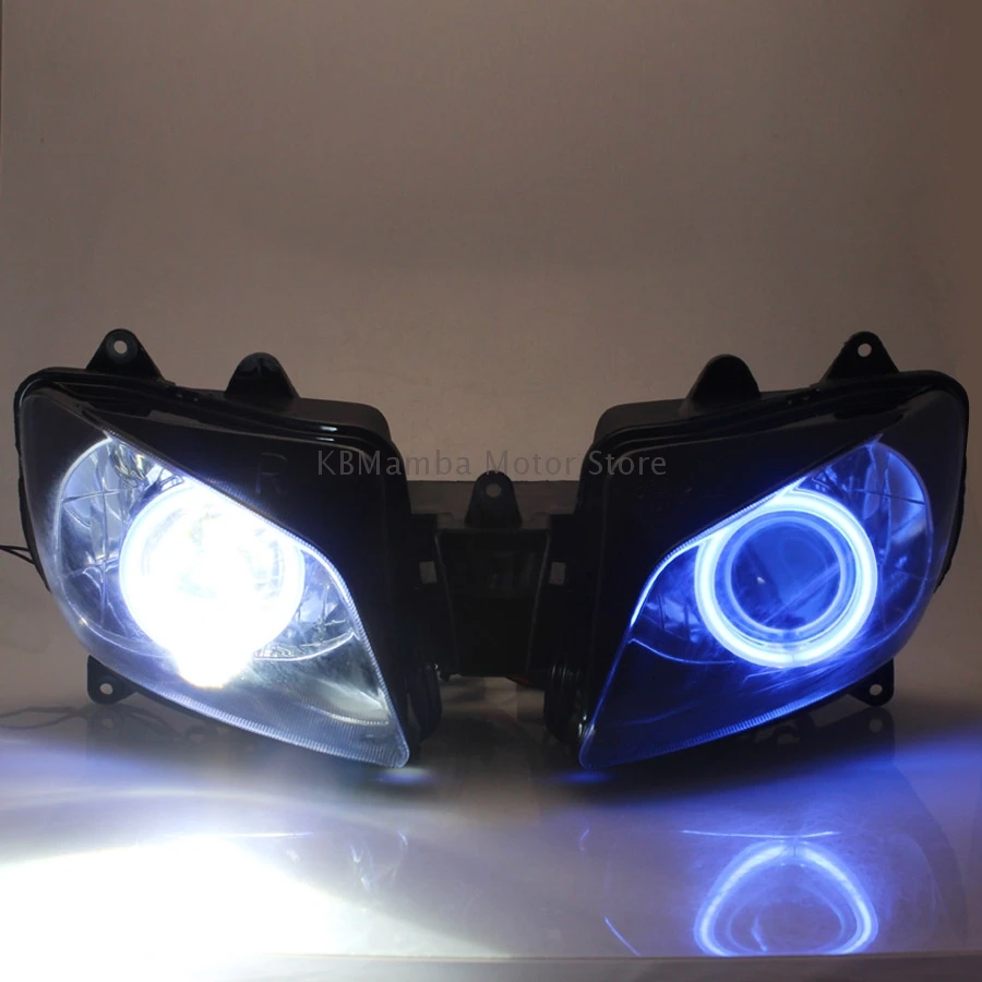 Motorcycle Custom Headlight HID Assembly Blue Projector Eye Angel For Yamaha YZF-R1  1998-1999 Projector Conversion Headlamp