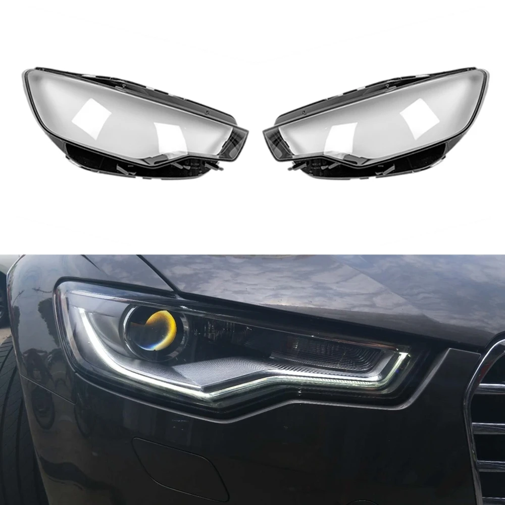 

Headlight Headlamp Lens Cover For Audi A6 C7 2012-2015 Left+Right Front Light Lamp Shell Lampshade Shade Case