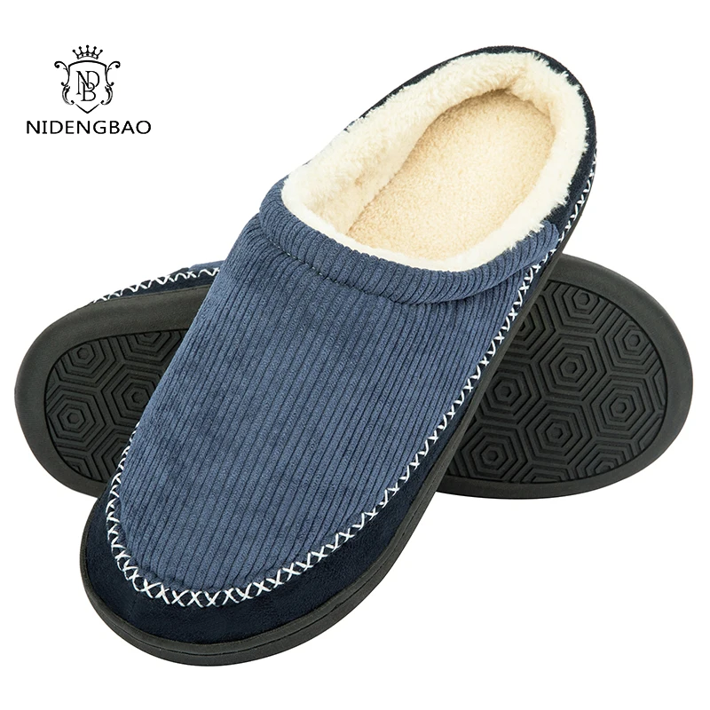 Pantufas de inverno masculinas de algodão, chinelos grossos antiderrapantes de alta qualidade para casa, sapatos baixos de pelúcia para homens,