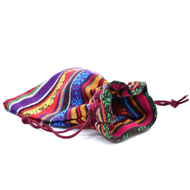 10 قطعة/الوحدة 10x14 سنتيمتر الصينية العرقية نمط اللون القطن هدية حقيبة لون عشوائي القبلية الرباط أكياس المجوهرات الحقائب حزمة التخزين #6