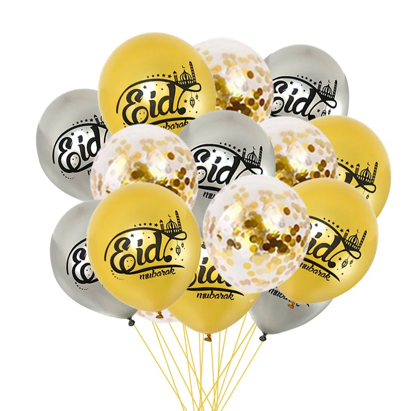10/15pcs EID MUBARAK Decor Latex Balloon Eid Confetti Balloons Islamic Muslim Festival Party Supplies Ramadan Kareem Decoration