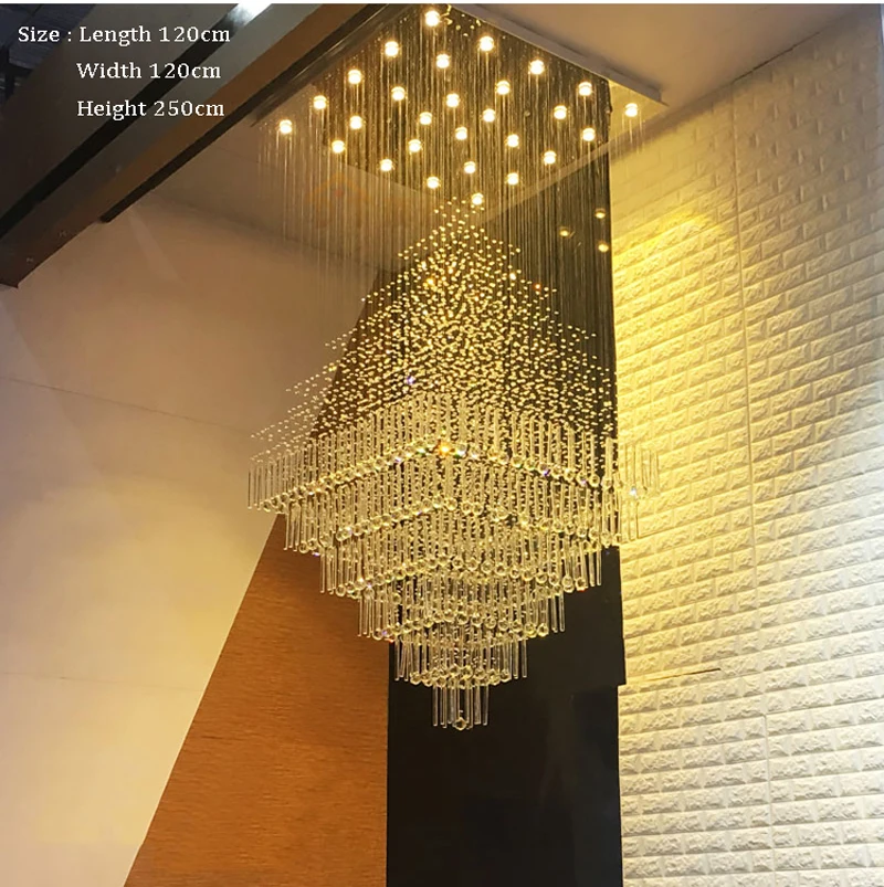 

Large Foyer Crystal Chandelier for living room lobby hallway Home Decor Cristal Lustre Staircase Ceiling light haning lamp