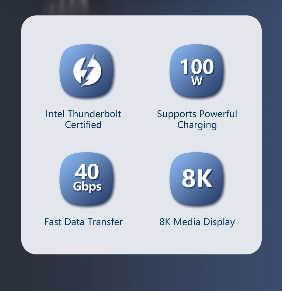 CABLETIME Thunderbolt 4 USB-C-Kabel Typ C 8K 60 Hz PD100W 40 Gbit/s kompatibles USB-4-Kabel für MacBook Dell Laptop Intel – Detail 3