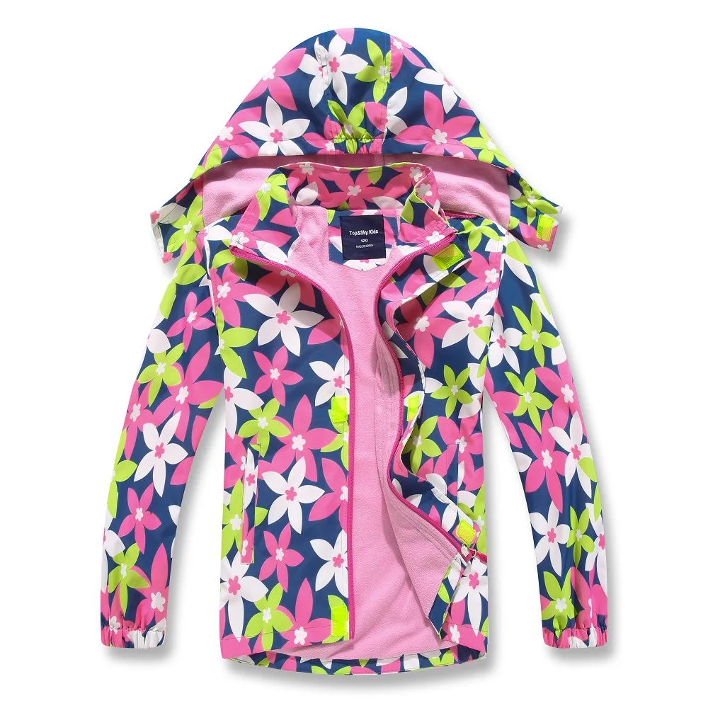 New Spring Autumn Child Kid Clothe Baby Girl Windproof Waterproof Jacket Outwear Double Deck Inner Polar Fleece