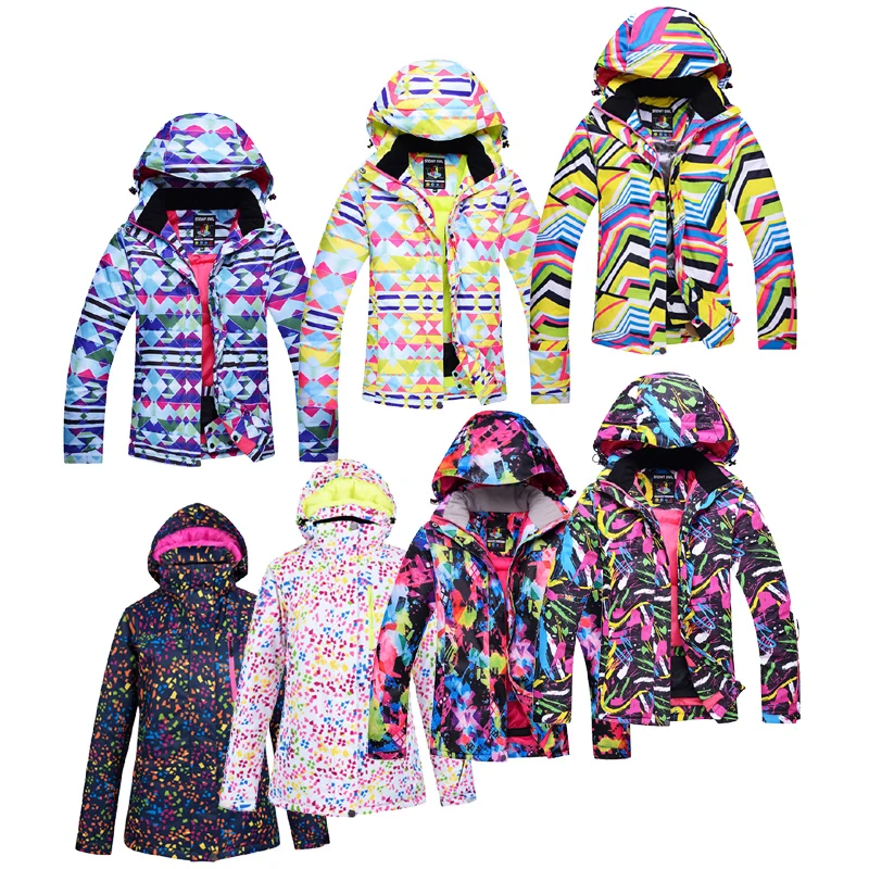 Cheap Colorful Women's Ice Snow Suit Jackets Snowboarding Clothing Winter Outdoor Wear Girl's Coat Waterproof Ski Costume Female