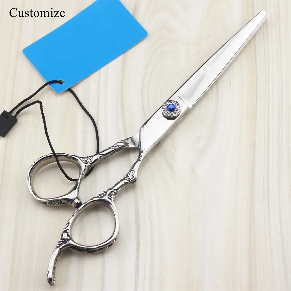 

Customize logo JP 440c steel 6 '' Rose handle hair cutting scissors thinning barber tools haircut shears hairdresser scissors