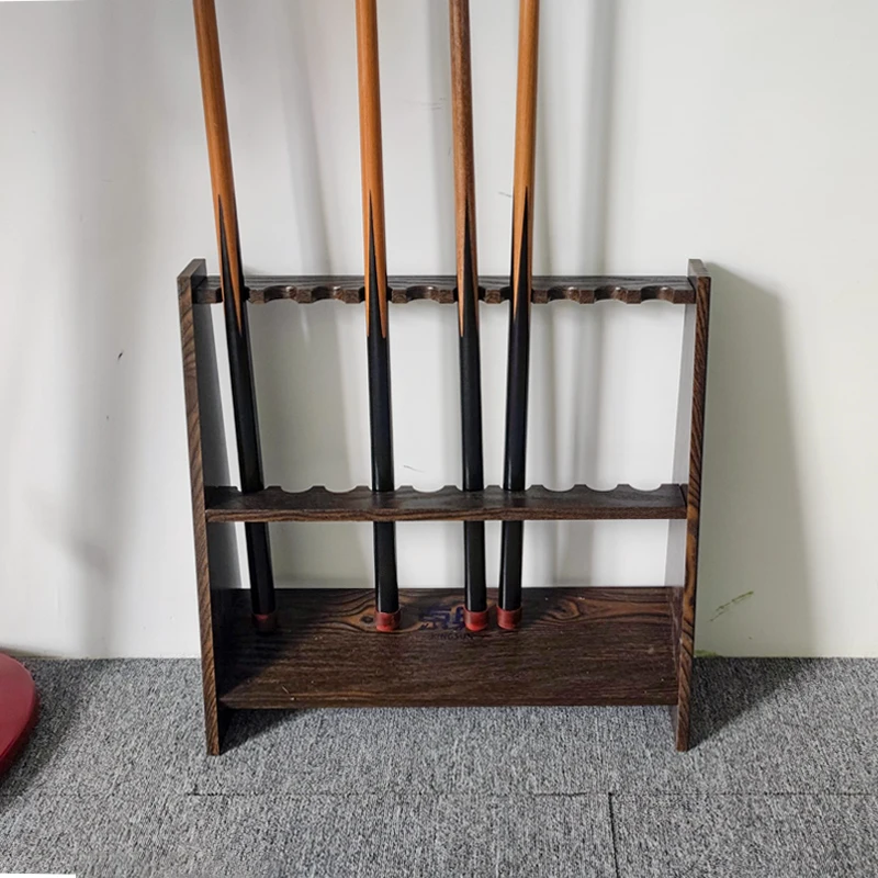 Wooden Billiard Cue Rack Display Stand For Home Indoor Fishing Rod Golf Clubs Storage Bracket Cabinet Billiard Sport Accessories