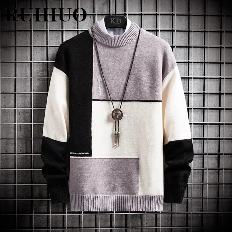 Korean Sweater Men Clothing Korean Fashion Men Sweater Pullover Vintage Clothes Hip Hop Knitwear 2XL 2024 New Arrivals