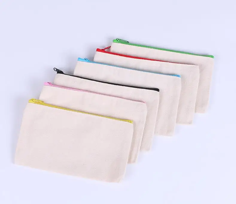 Sublimation Blank Cosmetic Bags Canvas Zipper Pencil Cases Customized Women Makeup Bag Fashion Handbag Pouch Bags SN3581