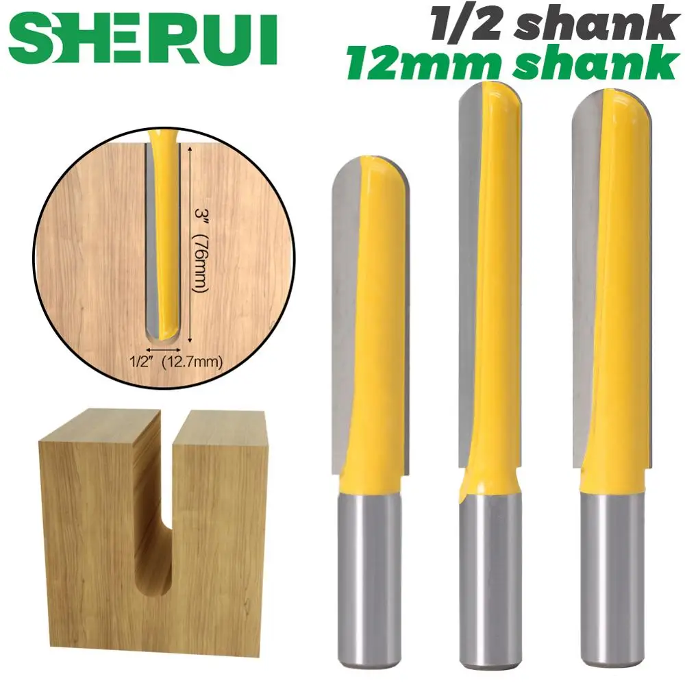 Sherui-lâmina Longa Redonda Nariz Bit Carbide End Mill Ferramenta Núcleo Box Router Bit-longo Alcance Cnc 12 mm Haste