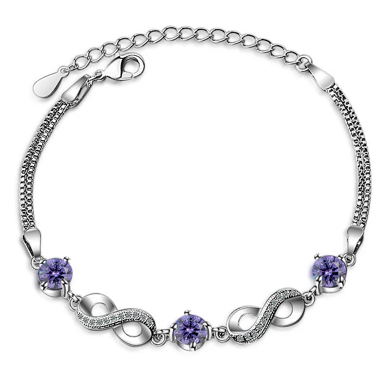 Silver Color Infinity Adjustable Bracelet For Women Hot Fashion 8 Word Bracelet Female Wedding Jewelry Gift