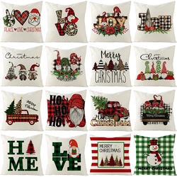 Merry Christmas Pillowcase 45x45cm Linen Cushion Cover Xmas Home Decor Pillow Cover Christmas Living Room Party Decor Pillows