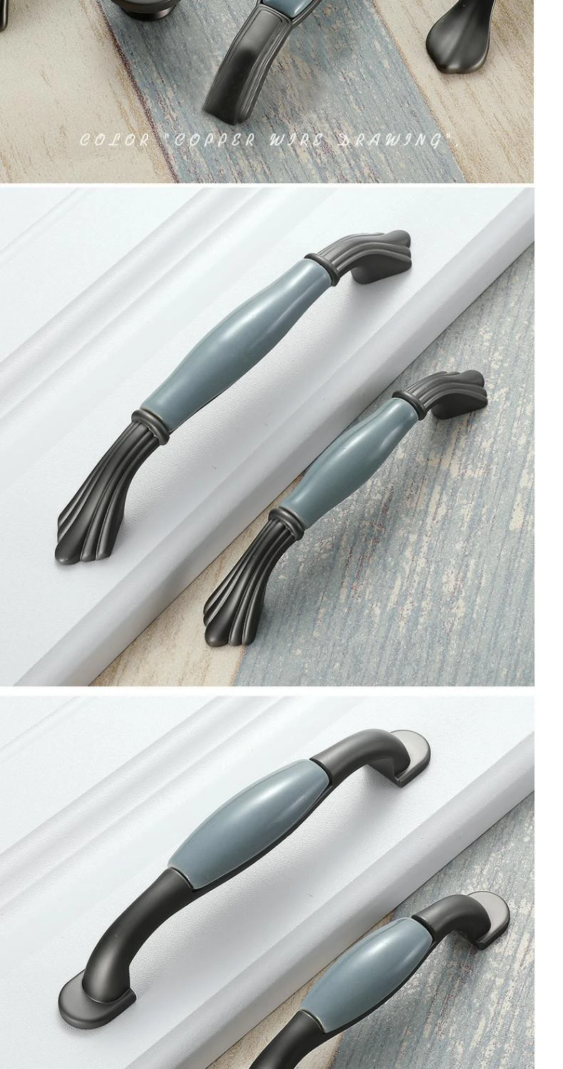 WV Blau Grau Keramik Schrank Möbel Hardles Wardrob Griff Tür Knosb Schrank Zieht Mediterranen Stil Schrank Tür Hardware – Detail 9