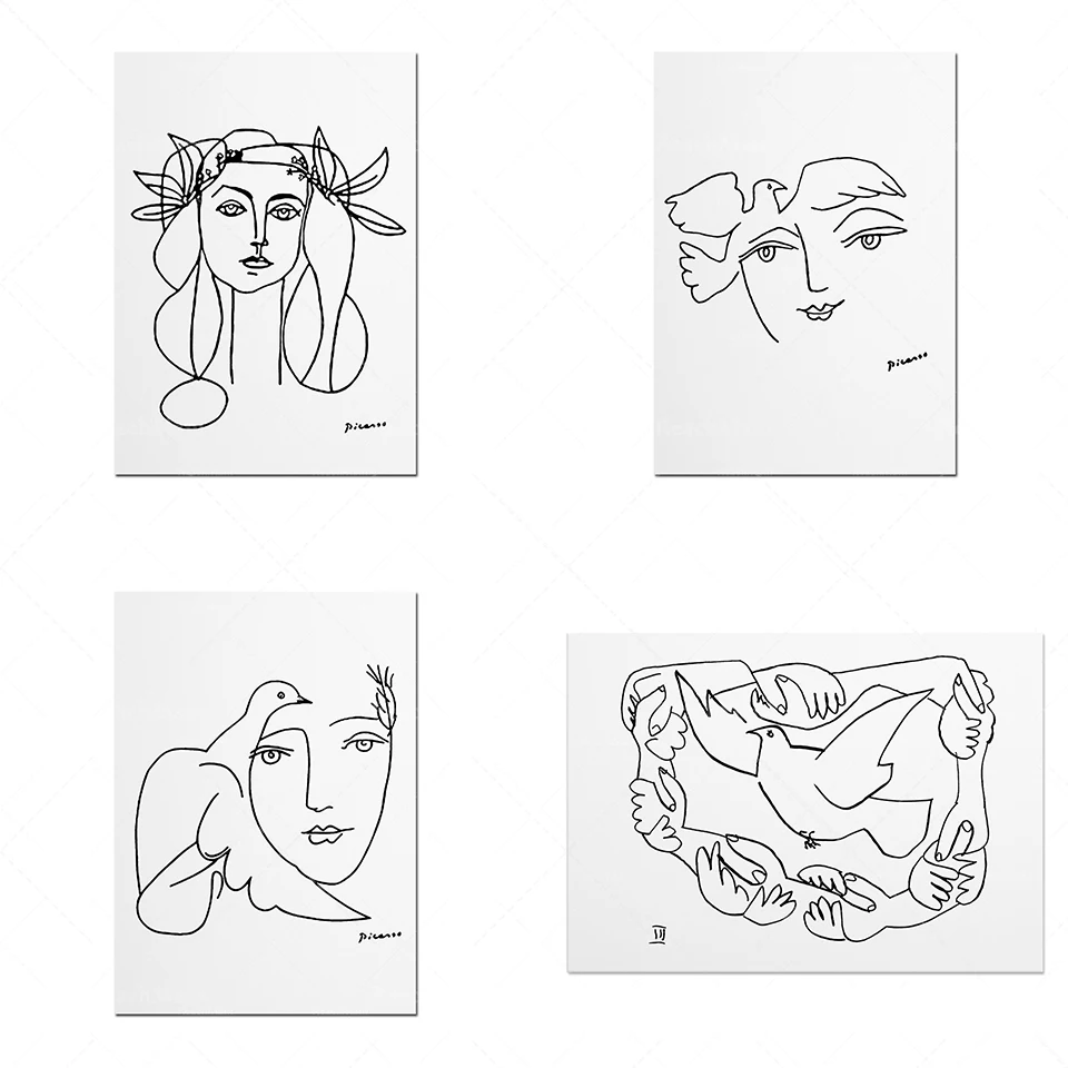 Picasso Print Line Black and White Sketch Picasso Prints Picasso