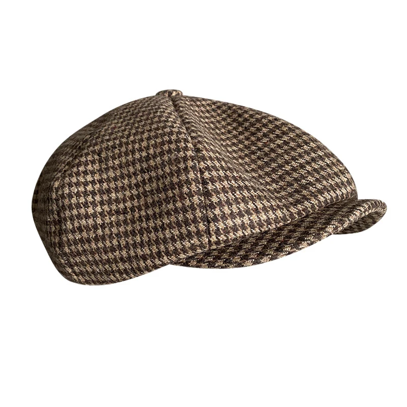 Retro Newsboy Cap Men Coffee Houndstooth Flat Caps Women Men British Painters Hat Soft Spring Autumn hats Octagonal Cap BLM394