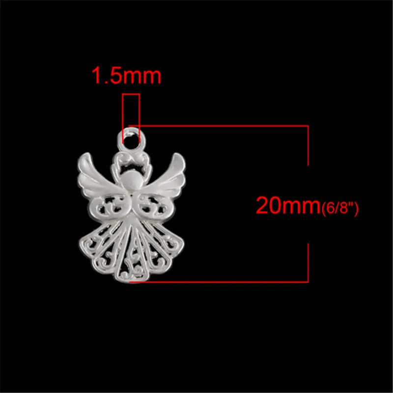 DoreenBeads Fashion Zinc Based Alloy Charms Angel Matt Gold Matt Silver Color Hollow Charms Jewelry DIY Findings,1 Pack