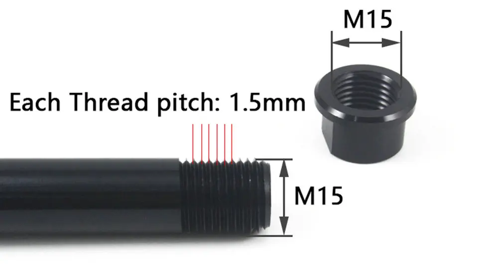 HEPPE MTB Rennrad Steckachse Mutter M12 M14 M15 Gewinde Achsmuttern Fahrradnabenrohr Welle Spießkappe für P1.0/1.25/1.5/1.75mm Thru Alxe – Detail 38