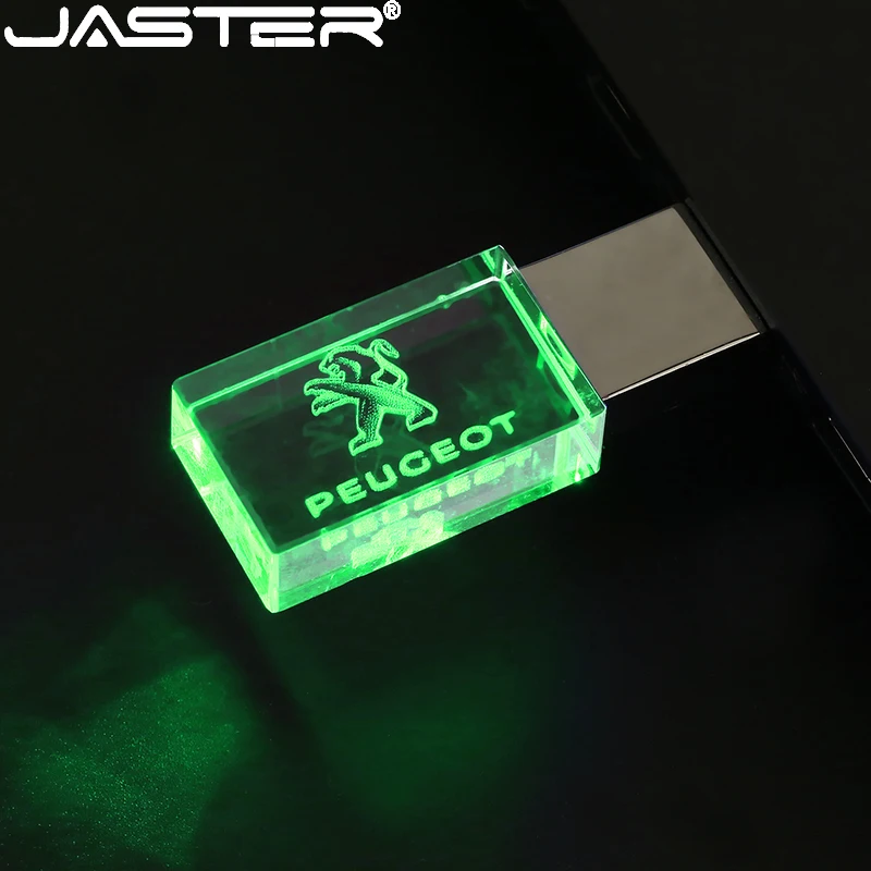 JASTER-unidad flash USB de metal y cristal para coche, memoria externa de 4GB, 8GB, 16GB, 32GB, 64GB y 128GB, disco u