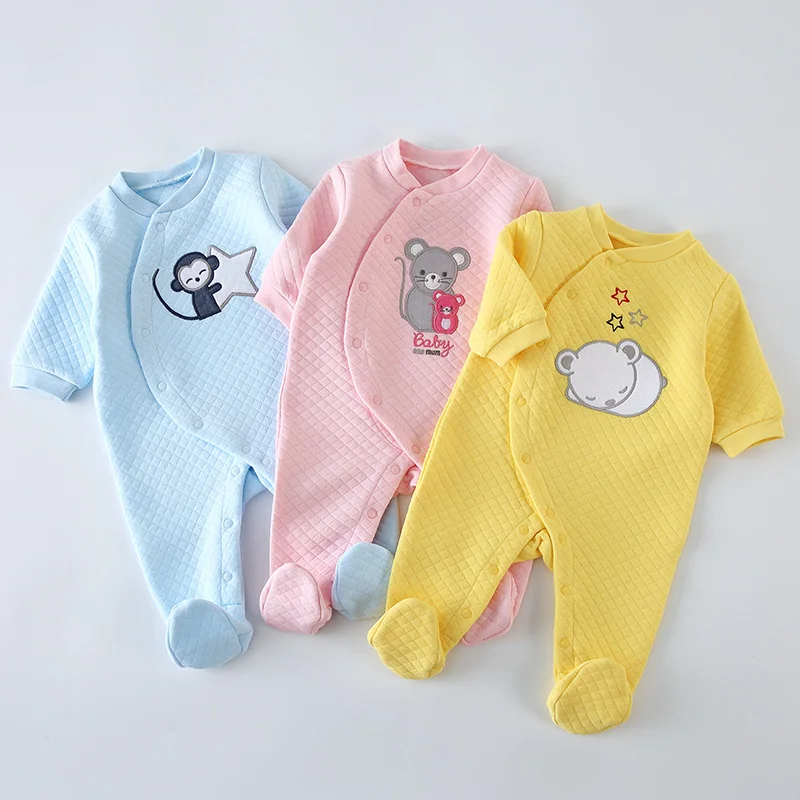 Baby baumwolle strampler kleidung neugeborenen langarm Unisex onesies pyjamas neugeborenen baby mädchen junge footed overalls overall outfit