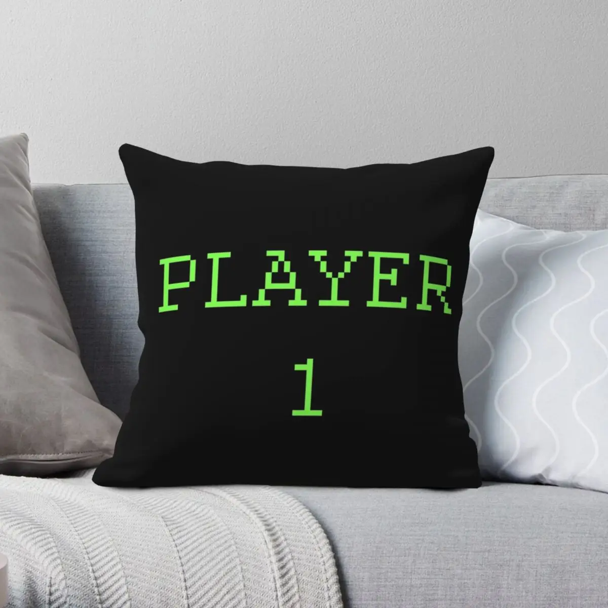 

Player 1 Square Pillowcase Polyester Linen Velvet Pattern Zip Decor Home Cushion Cover Wholesale 18"