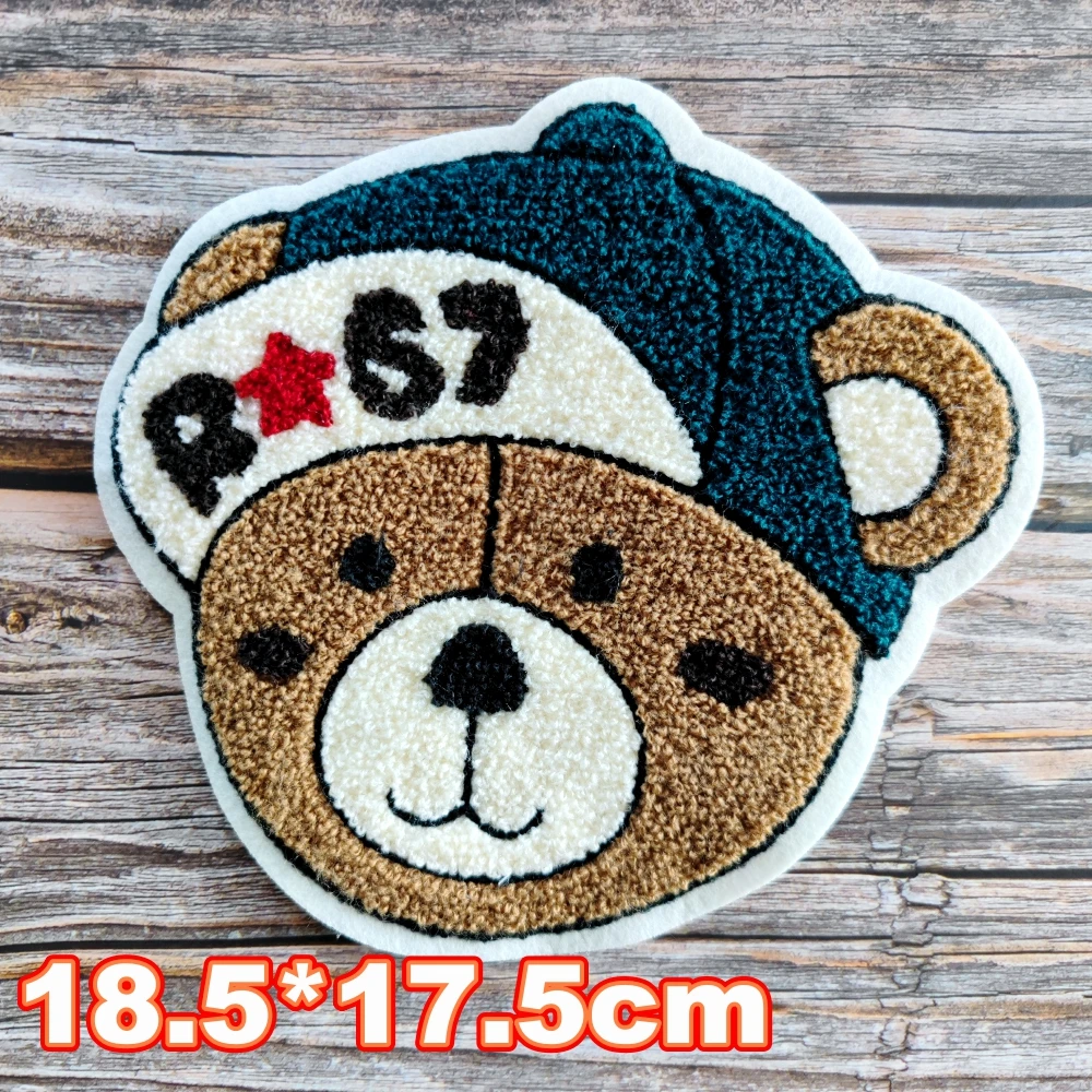 embroidery chenille letter bear patch,embroidered animal cartoon towel patches for coats bears badges girls appliques A211246