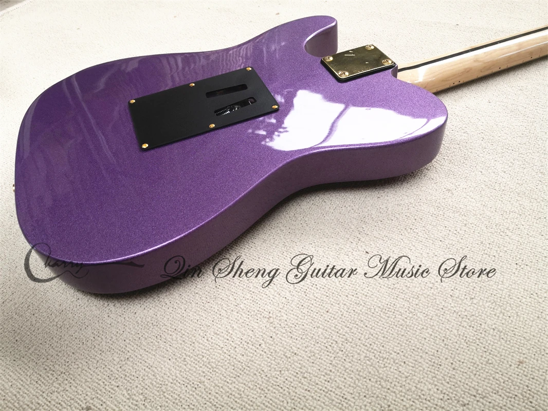 Order booking 6 strings tel electric guitar, metal purple guitar,,tremolo bridge  SH pickups,Gold buttons,