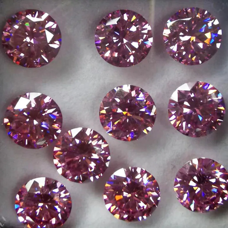 

Round Brilliant Cut Pink Moissanites 6mm 7mm 8mm High Quality Moissanites Diamonds for 18k 14k Silver Jewelry Making